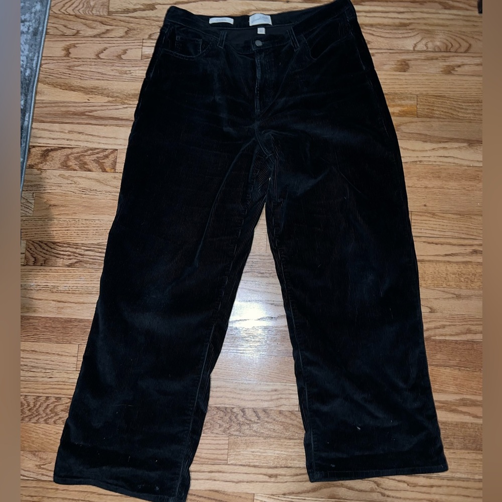 black corduroy wide leg baggy pants
